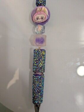 Purple Labubu Crystal Beaded Charm Pen So Much Fun And Pretty!  Handmade By Me